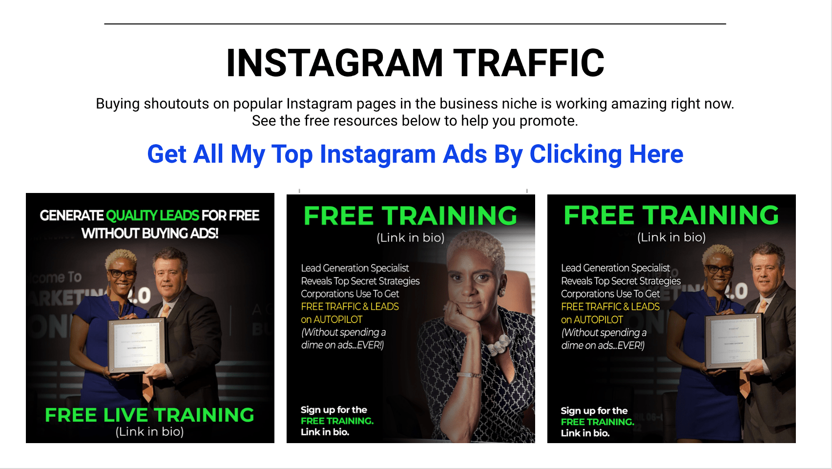 SOLD lead gen system banners for IG ads